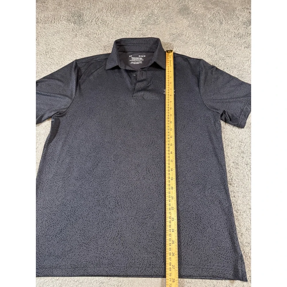 Under Armour Mens The Playoff Polo Shirt Medium Black Gray Pattern Performance
